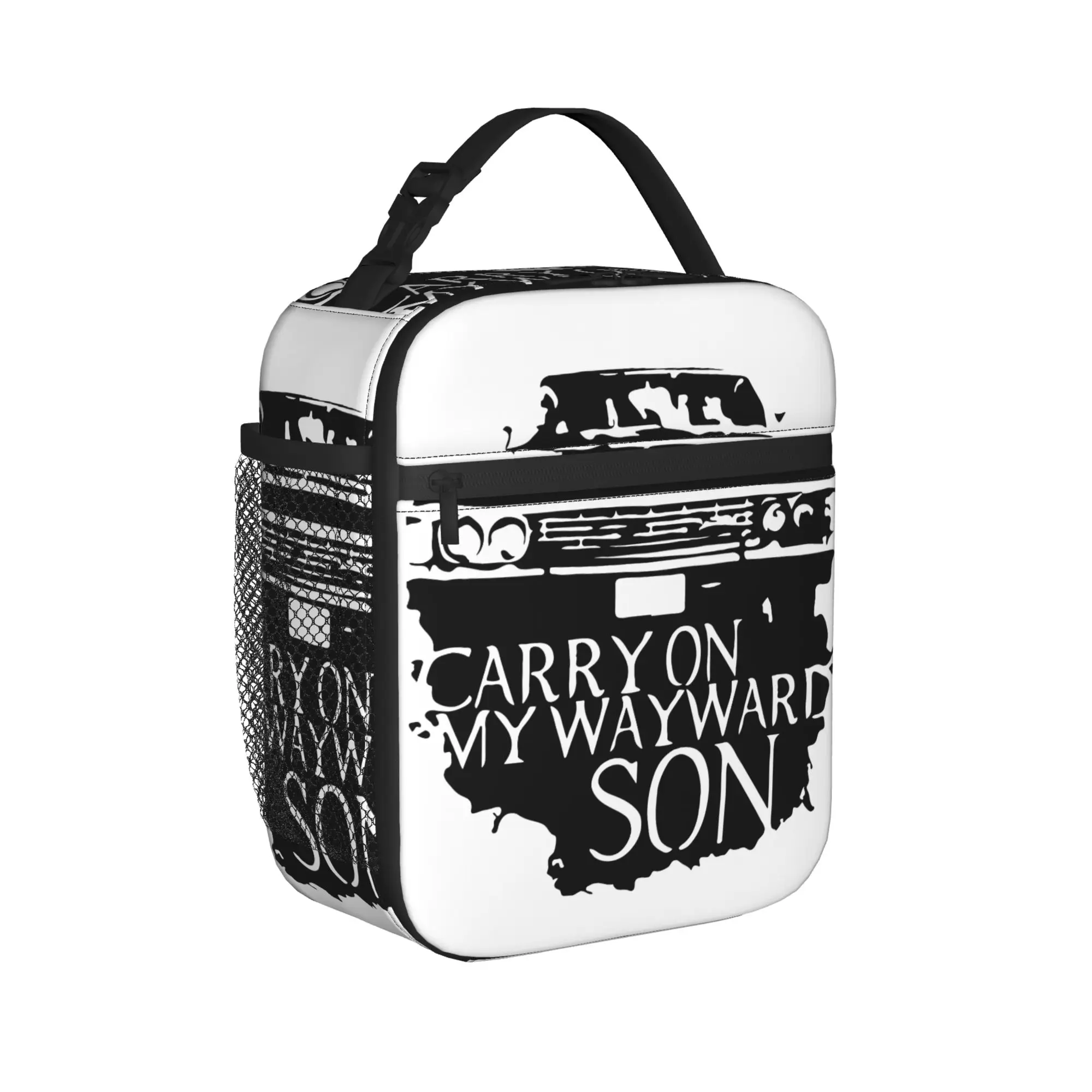 Carry On My Wayward Son Insulated Lunch Bags Large Supernatural Reusable Thermal Bag Tote Lunch Box School  Outdoor Men Women