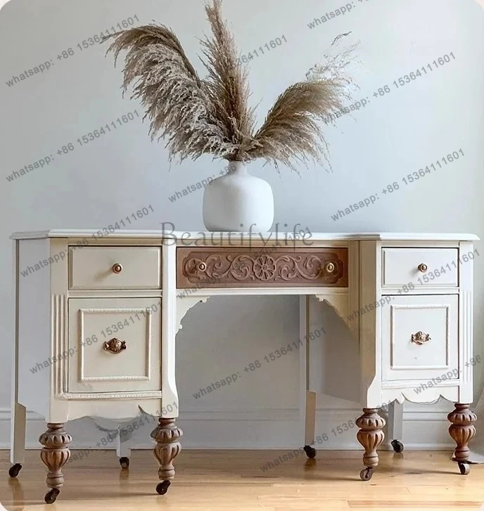 

DD25American solid wood dresser villa large master bedroom carved makeup table French antique fashion