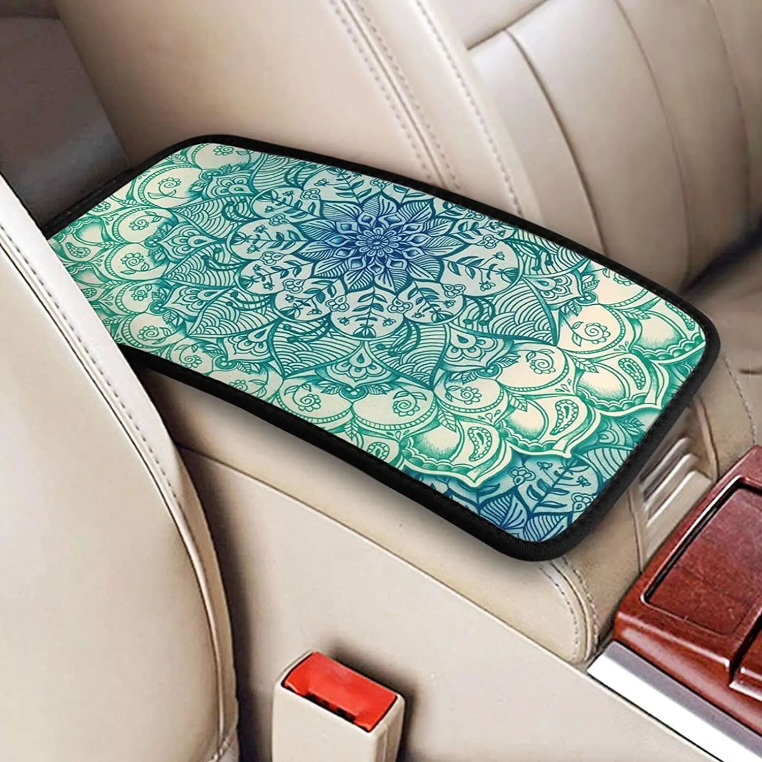 Green Emerald Illusions Center Console Cover Waterproof Arm Rest Covering Car Armrest Cover for Car Most Vehicle Truck SUV