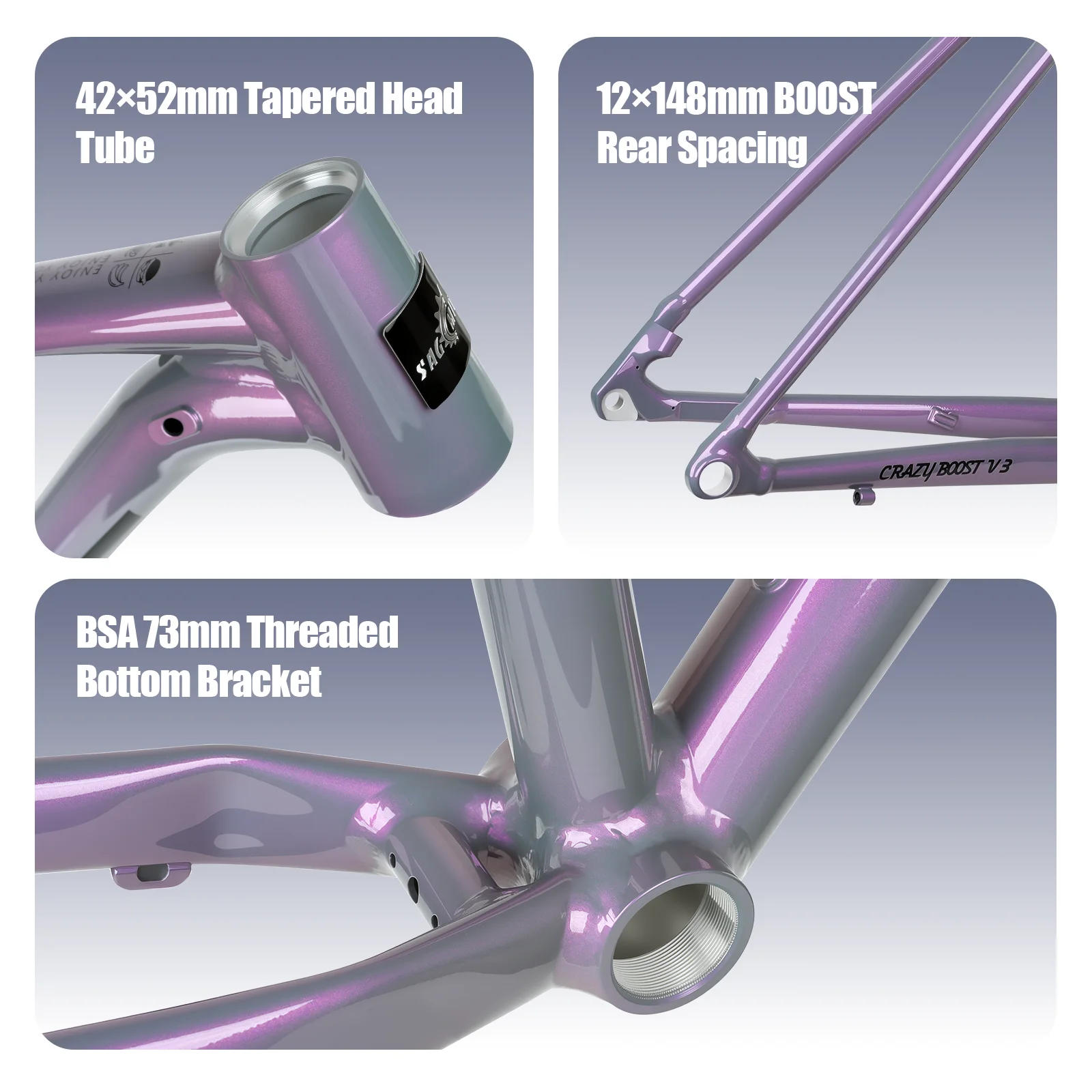 SAGMIT V3 6069 Aluminum MTB Frame 27.5 29er XC Mountain Bike Frame BSA73 UDH Rear Hanger Disc Brake Compatible Ultra-light 1600g