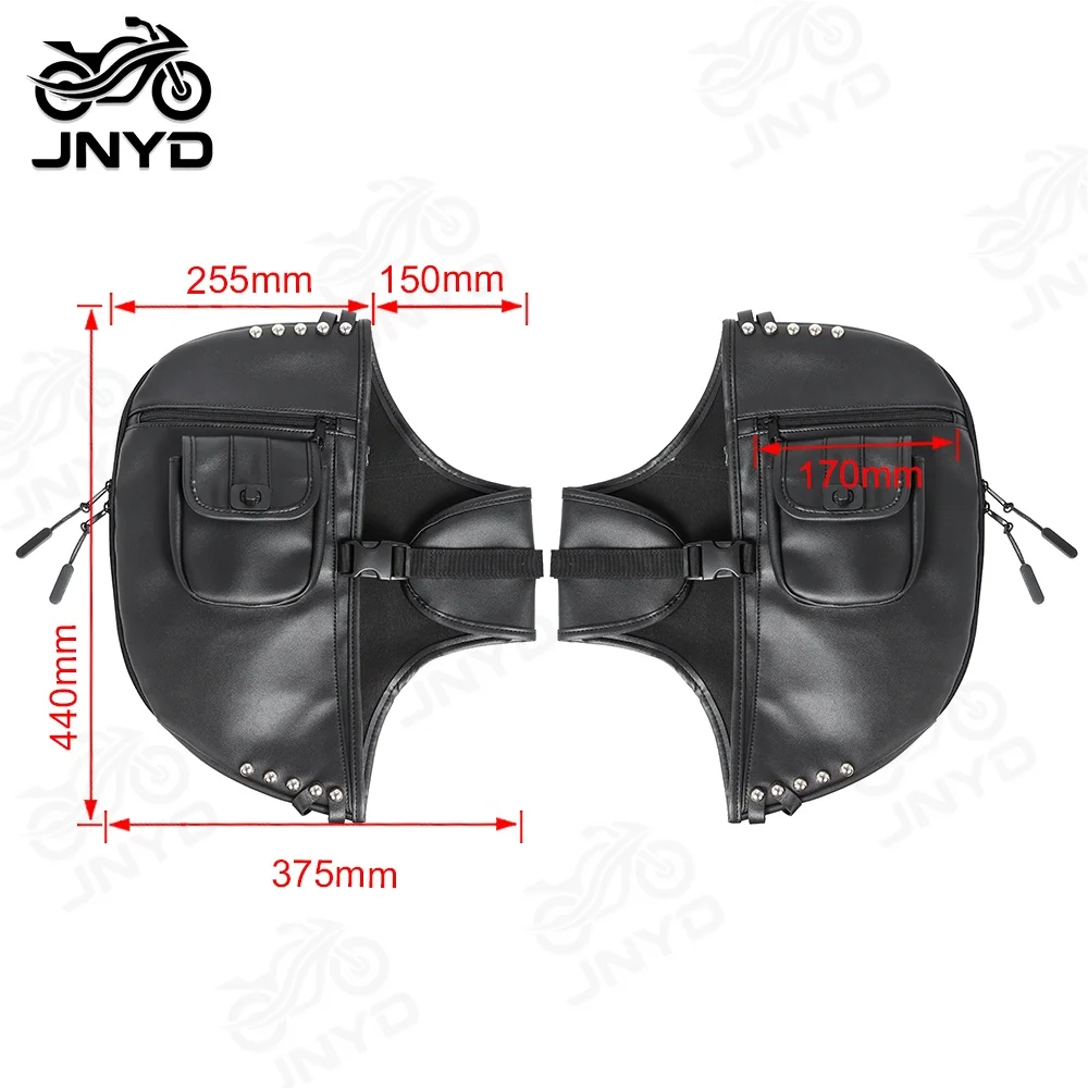 JNYD PU Leather Soft Lowers Chaps Motorcycle Leg Warmers Crash Bar Bag for Touring Road King Road Electra Glide Trike Models