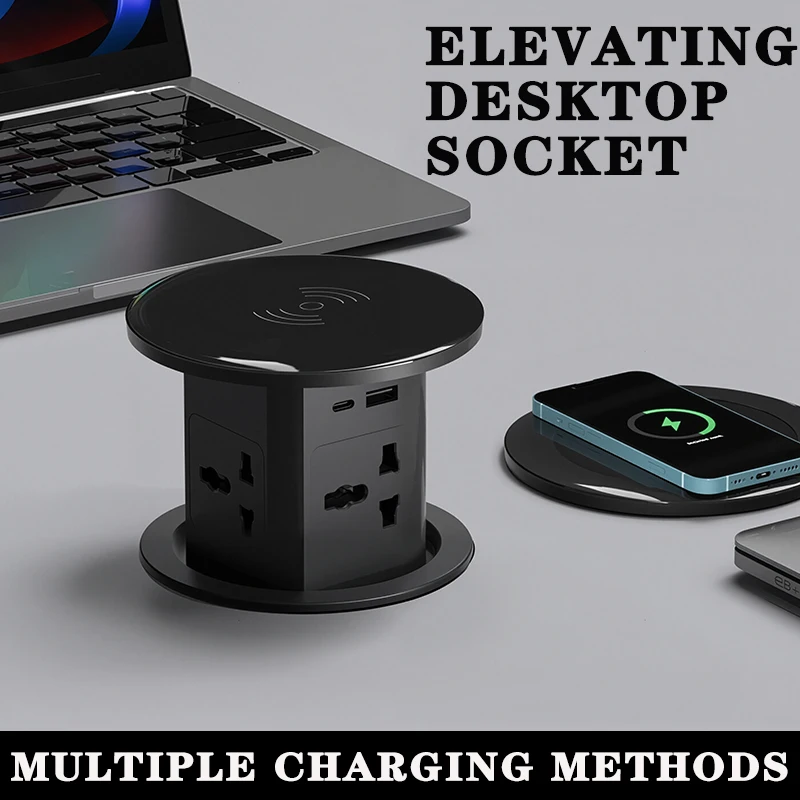 Elevator Power Tower Socket Automatic Pop - Up Universal/US/UK/TL Plug Adapter Hidden Wireless Charge Hydraulic Lifting