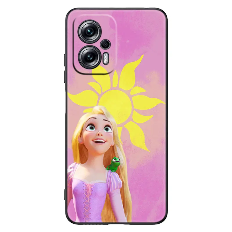 Disney Tangled Rapunzel Black Phone Case For Xiaomi Mi POCO X4 X3 NFC X2 F4 F3 GT 5G C3 C31 C40 F1 M5 M5S M4 M3 M2 F2 Pro Cover