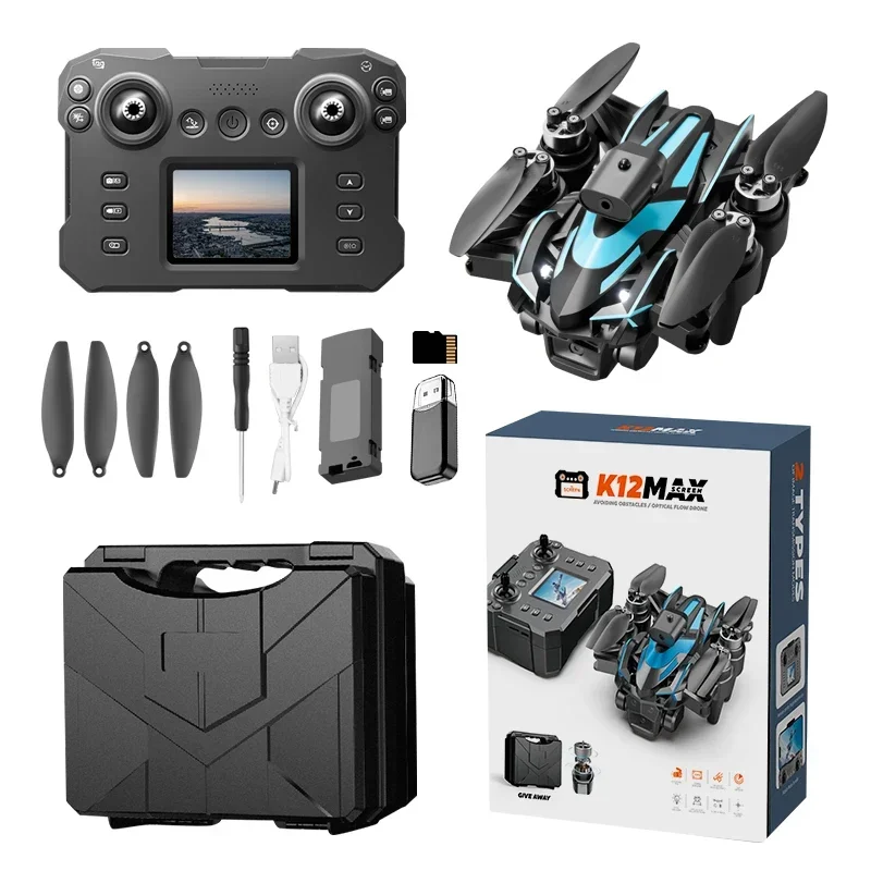 Novo k12 2 bateria max tela controlada versão 4k hd câmera sem escova drone evitar obstáculos dobrável quadcopter dron rc brinquedo