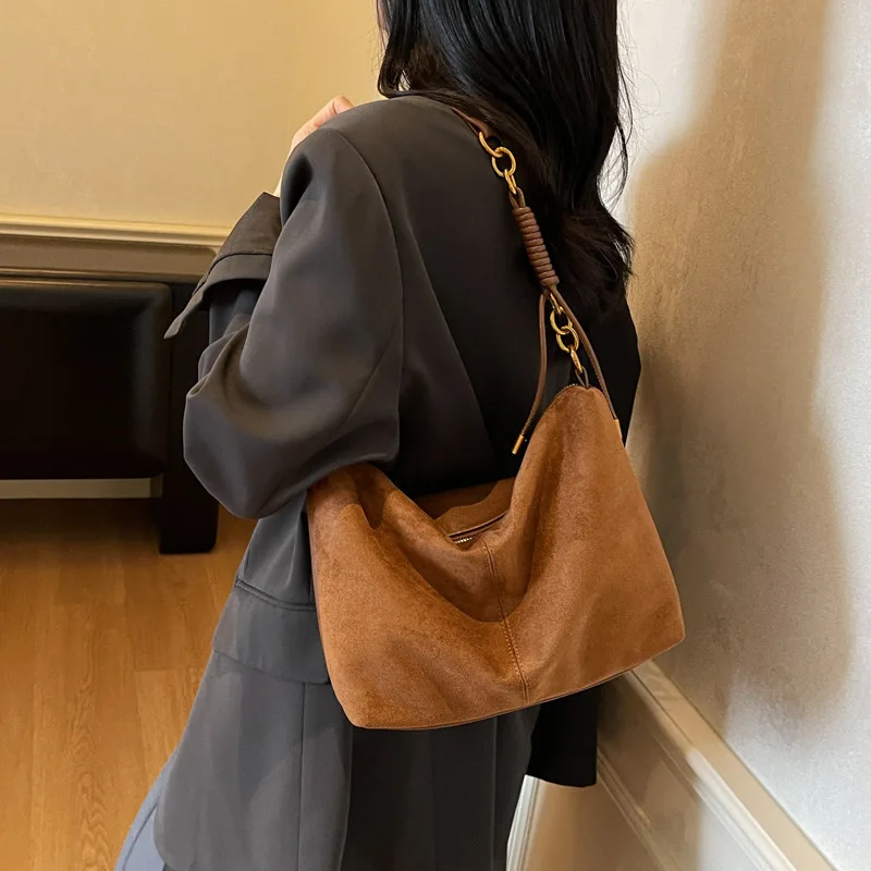 Retro Crossbody Bag For Women Soft Hobo Shoulder Handbag With Drawstring Large Capacity Vintage Purse For Daily Casual Work