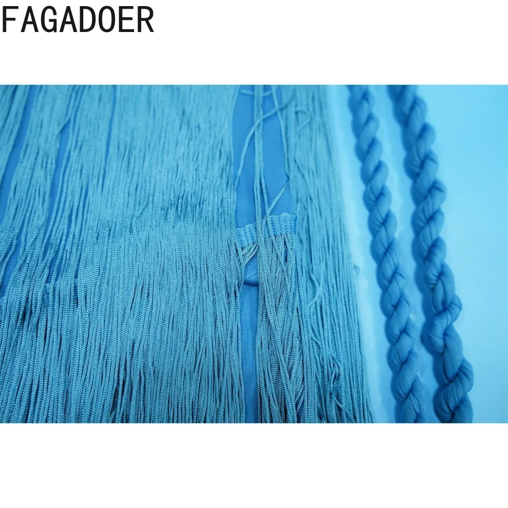 Fagadoer sexy borla oco-para fora retalhos bodycon vestidos longos feminino halter sem costas vestido feminino streetwear vestidos 2025 novo