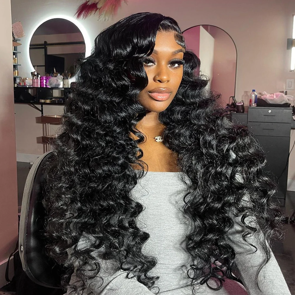 Wig Gelombang Longgar Kepadatan 400 13×6 HD Wig Renda Frontal 360 HD Wig Renda Frontal Rambut Manusia Wig Gelombang Dalam Remy Brasil Preplucked