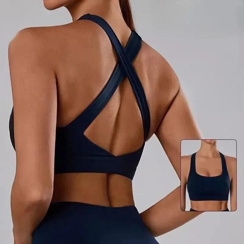 

Quick-Dry Breathable Sports Bra Tank Top With Built-in Pads for Bare-Skin Feel Summer Yoga Fitness Running Top