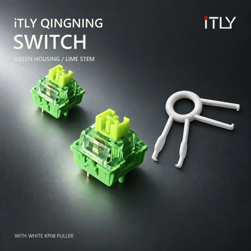 iTLY QingNing Lime Silent Linear Switches 40gf Pre-Lubed 5-Pin Custom Mechanical Keyboard with KP08 Switch Puller 4 Colors Gift