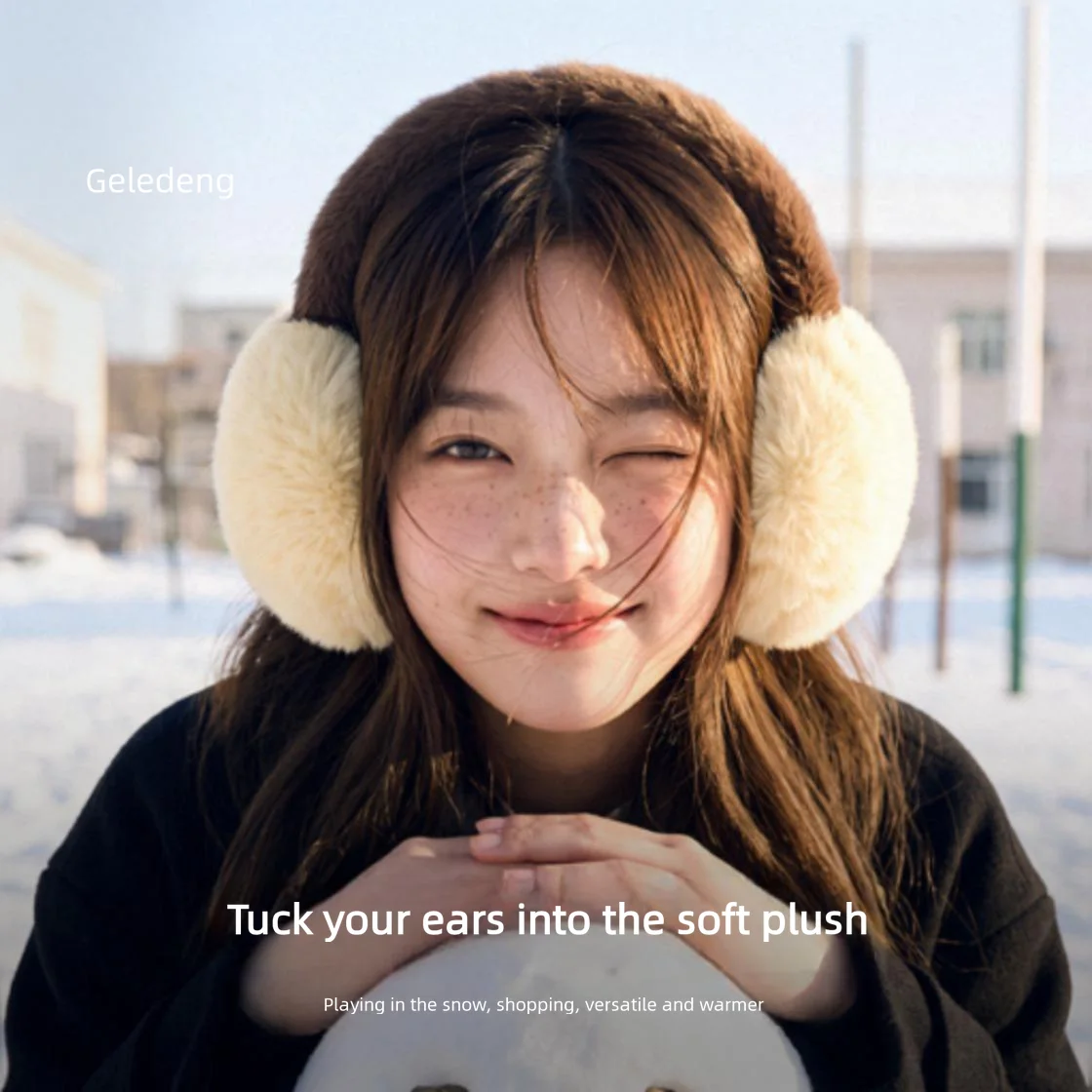 1PC Solid Color Soft Plush Ear Warmer Winter Warm Earmuffs Fashion Ear Cover Outdoor Cold Protection Ear-Muffs Folding Earflap