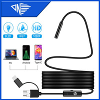 Dannan 1080P Endoscope Camera  Snake Sewer Industrial Piping Borescope Car Inspection Endoscopy 3In1 For Usb Pc Android Type C