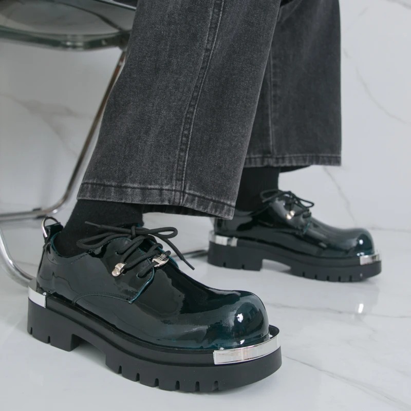 

Мужские туфли дерби в стиле ретро, увеличивающие рост, повседневные, на шнуровке, с толстой подошвой, противоскользящие, для офиса, кожаные, в европейском стиле