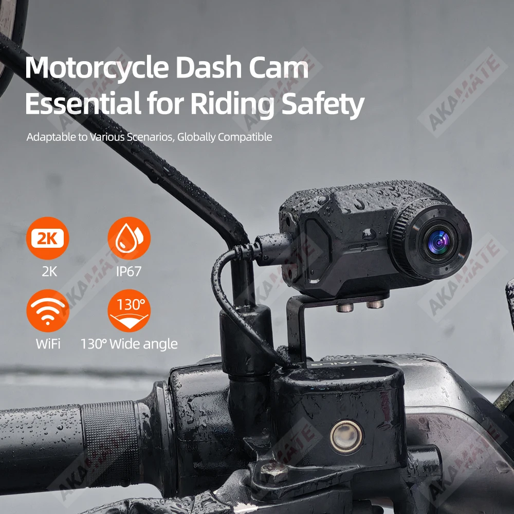 2K DVR Motorcycle Dashcam Waterproof IP67 Loop Recording Widely Angle View Camera HD Video Recorder Dash Cam WiFi Video on Phone