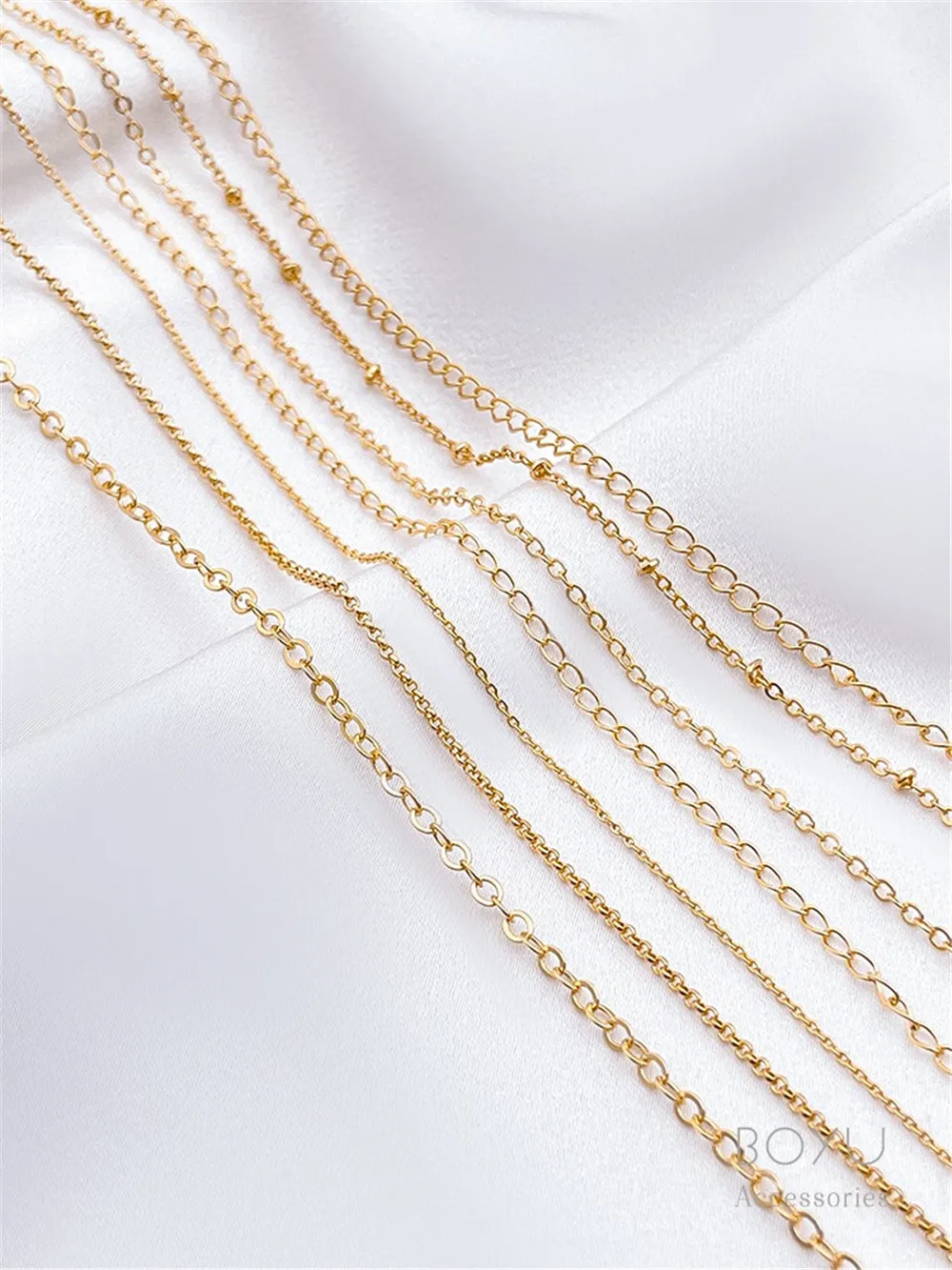 14K Gold-wrapped Fine Chain Plated Real Gold Fringed O-chain Necklace Extension Accessories Handmade DIY Material