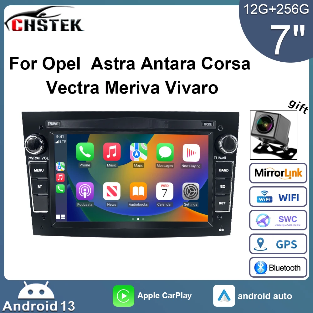 CHSTEK Car Radio Android 13 Carplay for Opel Vauxhall Holden Astra H Antara 2 Corsa Vivaro Meriva A Navigation 4G 12+256G Player