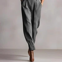 Vintage Plaid Print High Waist Jumpsuits Woman Elegant Shirt Collar Button Slim Bodysuit Fall Long Sleeve Pocket Romper Overalls 2