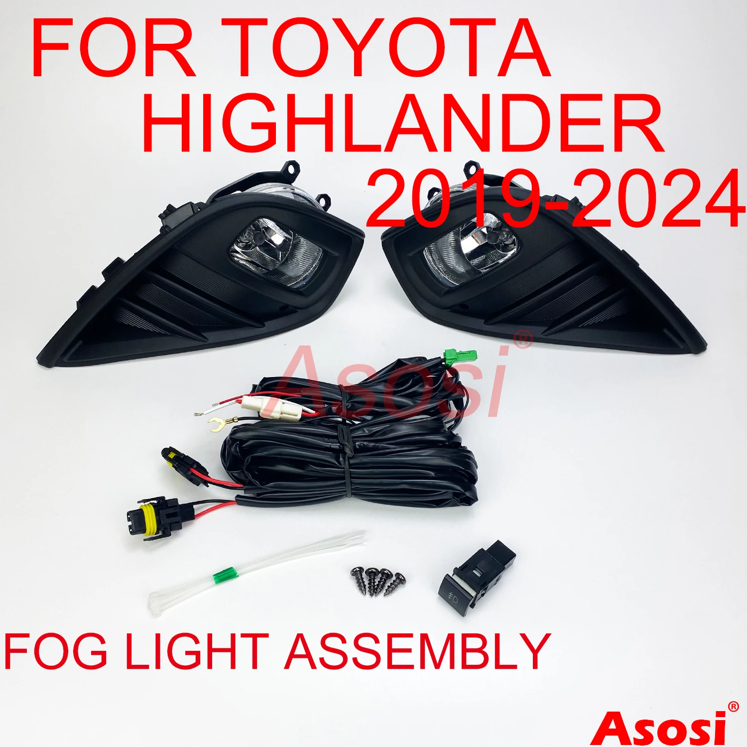 

Bumper Fog Driving Lights For Toyota Highlander 2019 2020 2021 2022 2023 Right+Left Side Replace Or Upgrade W/Bulb Switch Wrie