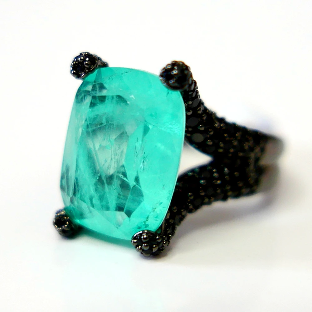 KQDANCE-Grandes matiques en diamant plaqué or noir, émeraude créée en laboratoire, tourmaline Paraiba verte, jaune CZ, bijoux de luxe, nouveau,