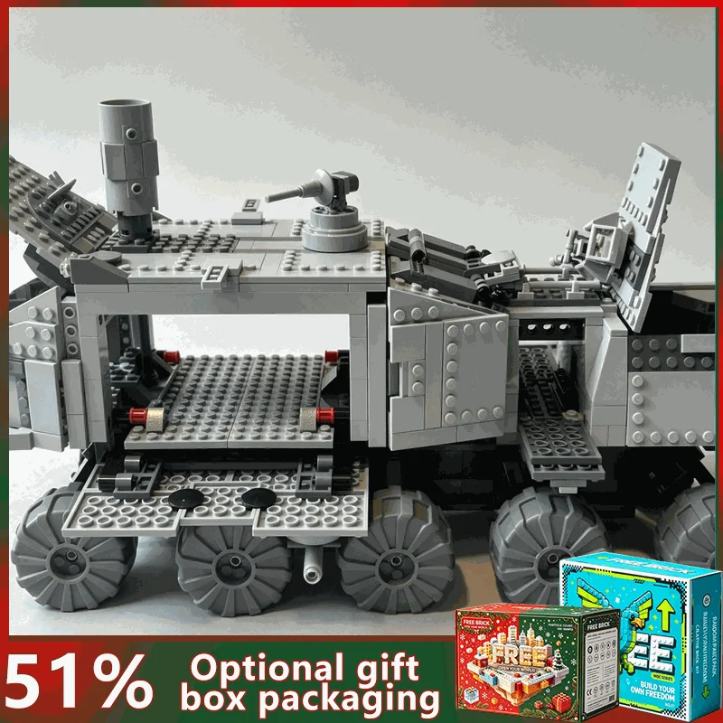 949PCS Massive Ten Wheel Armored Transport Model Custom Building Blocks DIY Creative Sci Fi Assembly Puzzle Display Toy Gift