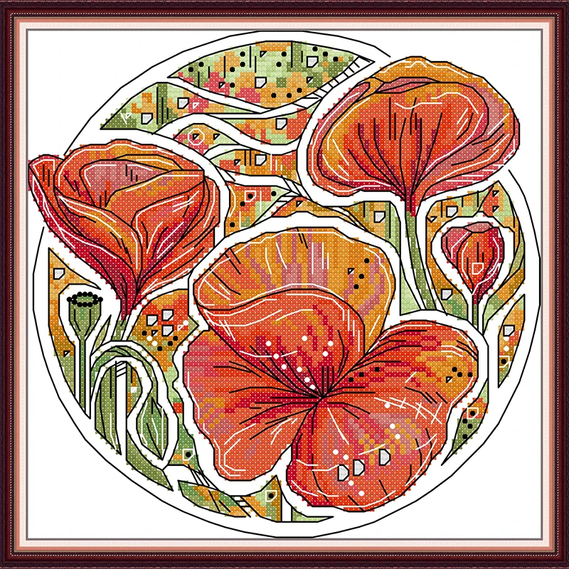 Joy Sunday gamme complète de motifs de fleurs Kits de points de croix Aida 16/14/11CT bricolage couture maison imprimé ensemble de matériel de couture