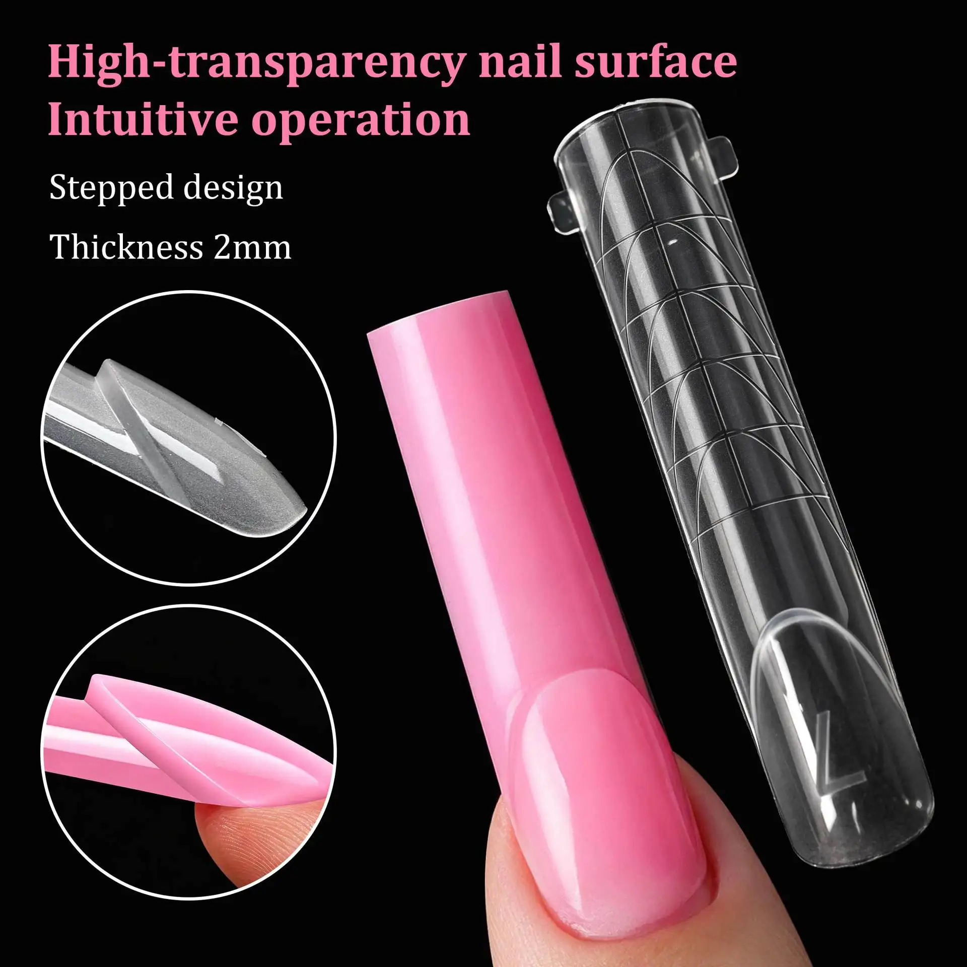 140Pcs Quick Nail Extensions French Nail Sandwich Dual Nail Forms Coffin Crystal Armor Model Full Cover Tips Manicure Tool