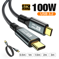 Gold plated PD100W USB 3.2 20Gbps ThunderBolt 3 Type C to C 8K@60Hz USB-C Cable Cord For iPhone 15 Pro Max MacBook Samsung 2/3m