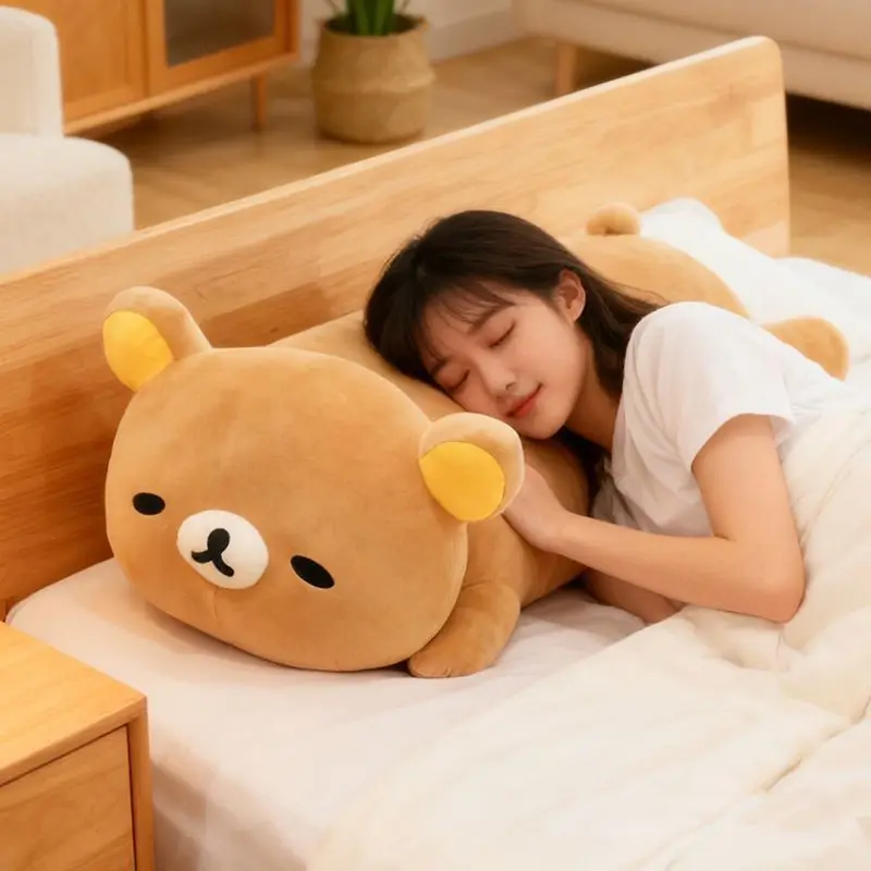 30/45cm 일본 릴라쿠마 봉제 인형 베개 귀여운 대형 수면용 편안한 봉제 장난감 베개 침실 장식 소품 소녀 장난감