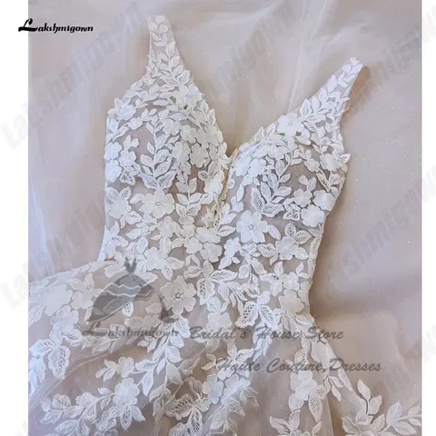 Lakshmigown Vintage Blush Pink Beach Wedding Dresses Customized 2025 Civil Boho Bridal Gowns V Neck Backless Lace Appliques