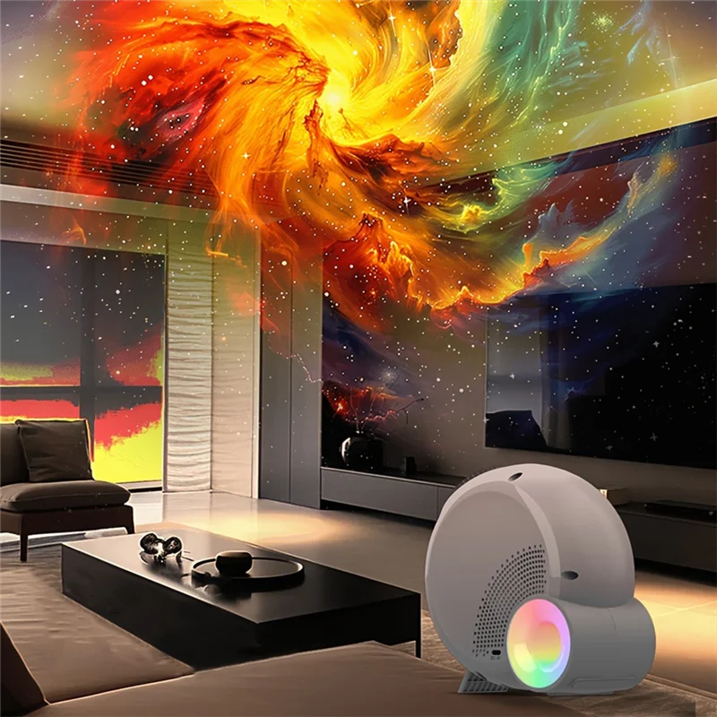A31R-Galaxy Star Projector مع ضوء ليلي RGB ومكبر صوت بلوتوث USB LED مصباح قمري 13 شريحة لغرفة النوم وغرفة الألعاب للأطفال