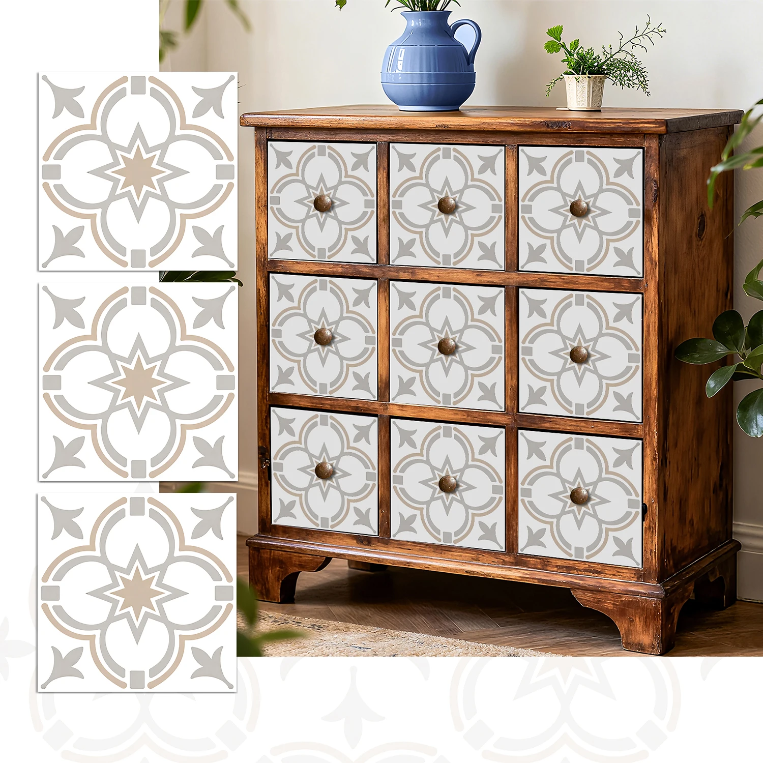 

36 pieces of minimalist floral tile stickers, self-adhesive wall stickers, waterproof kitchen, bathroom and home decoration