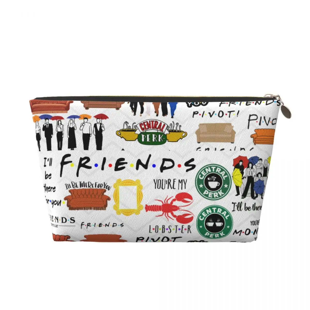 Custom Vintage Friends Symbol Collage Travel Toiletry Bag for Women TV Show Makeup Cosmetic Organizer Beauty Storage Dopp Kit