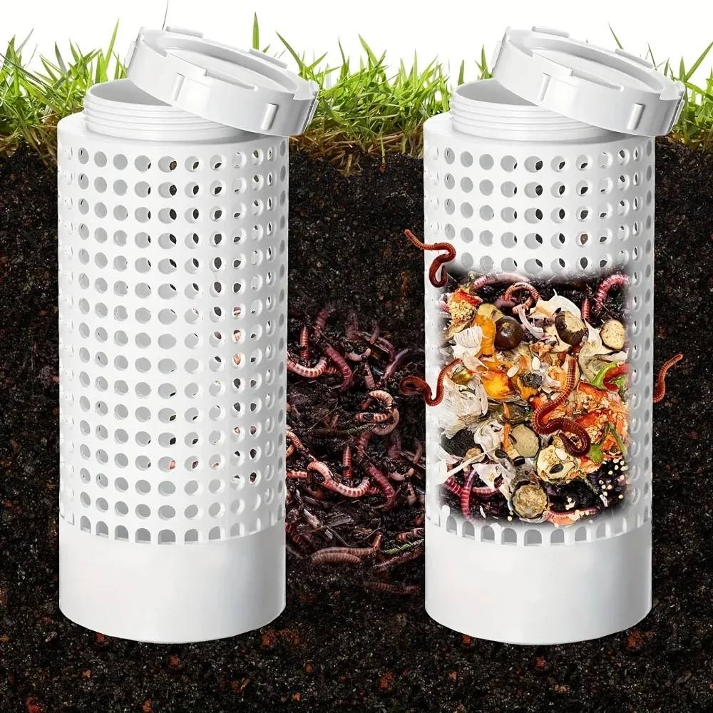 Worm Composting Bin for Small Flower Pots and Gardens, Space-saving Worm Tea Compost Tube, for Garden and Lawn Care