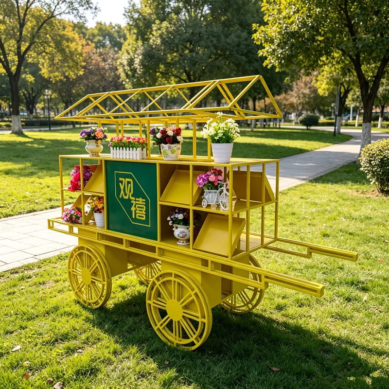 European-style wrought iron float stall outdoor selling float detachable mobile flower shop promotional car creative flower
