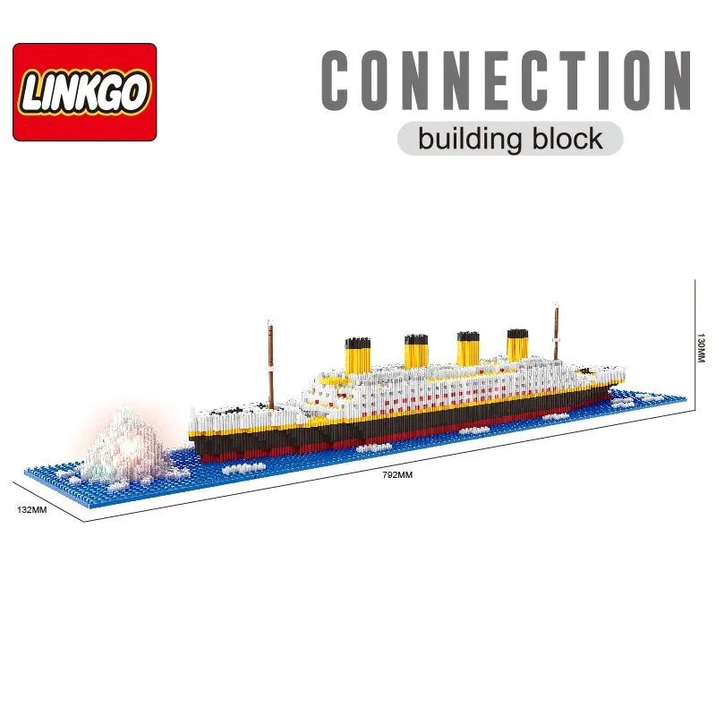 

Titanic Connection Building Block Movie Ocean Liner DIY 2684pcs+ Diamond Bricks 3D Model Toys For Kid Christmas Gift