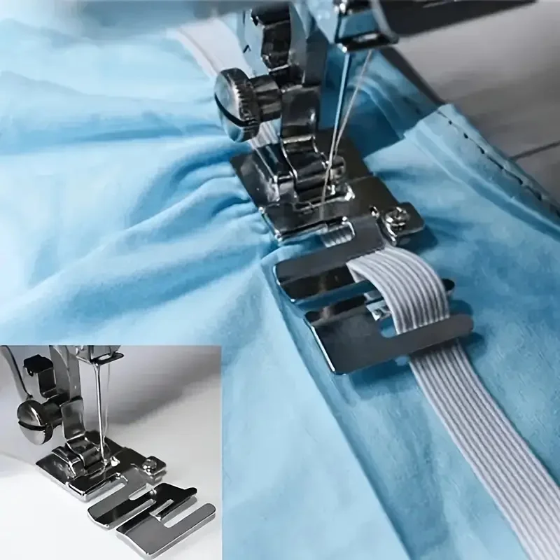 Adjustable Elastic Tape Presser Foot Chrome Plated All Steel Snap On Sewing Foot for Household Multi-Function Machine DIY Underw view 6