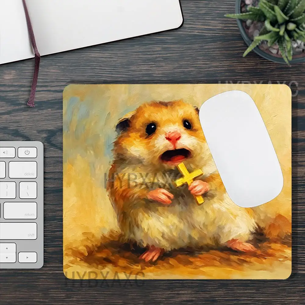 HYBXAXC Funny Hamster Cross SmallMouse Pad Non Slip Rubber Desk Mat Waterproof Gaming Keyboard Pad for Office