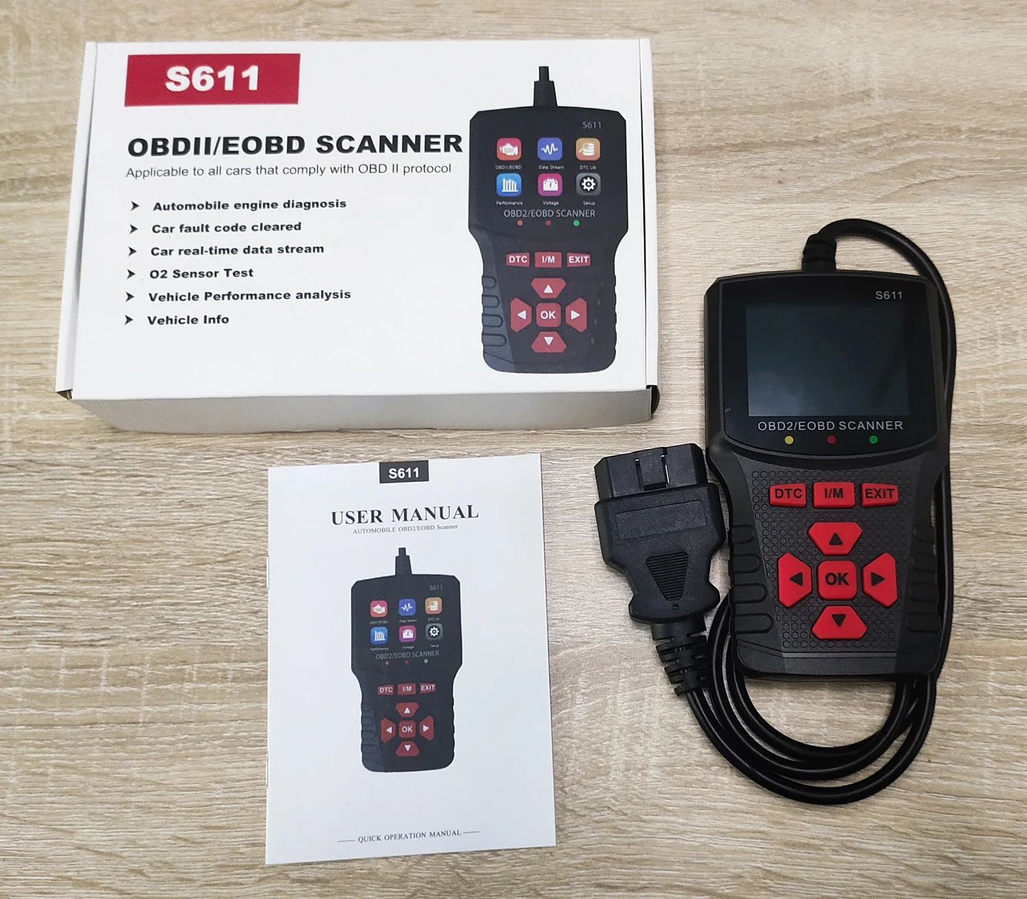 

S611 Ручной OBD/EOBD Автомобильный диагностический сканер Умный детектор мощности для анализа двигателя