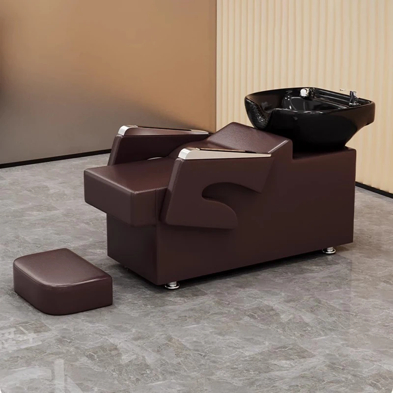 

Modern Ceramic Basin Shampoo Chair Luxury Hair Hair Washing Chair Beauty Salon Head SPA Silla De Lavado De Cabello Furniture