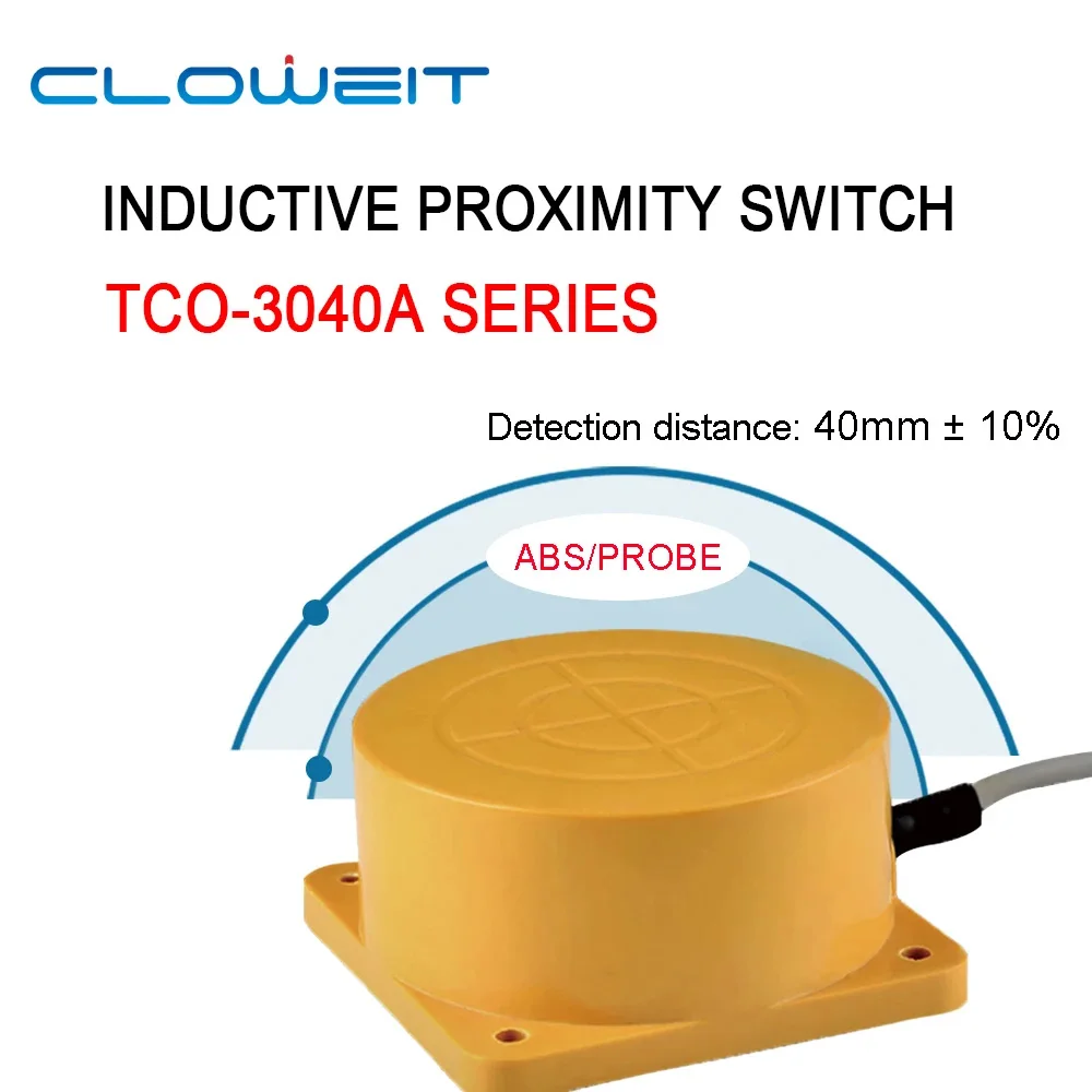 

Датчик индуктивный дистанционный Cloweit NPN/PNP NO/NC 40 мм TCO-3040A, трехпроводной, 24В DC, для ПЛК, металлический корпус