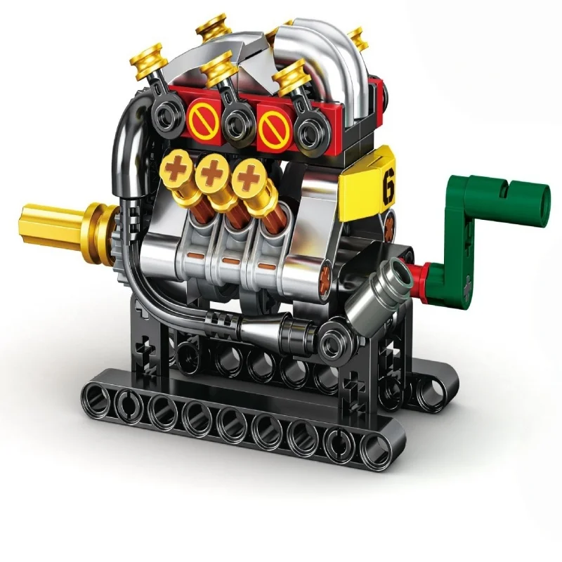 Mini Racing Engine 2/3/4/6/8 Cylinder Turbo Engine Assembly Building Block Set Toy Gift