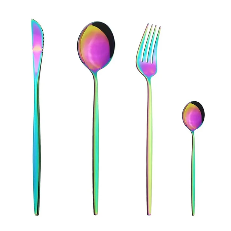 24Pc Flatware Set With Stand Dinnerware Set Stainless Steel Cutlery Tableware Set For Party Any Occasion Service For 6