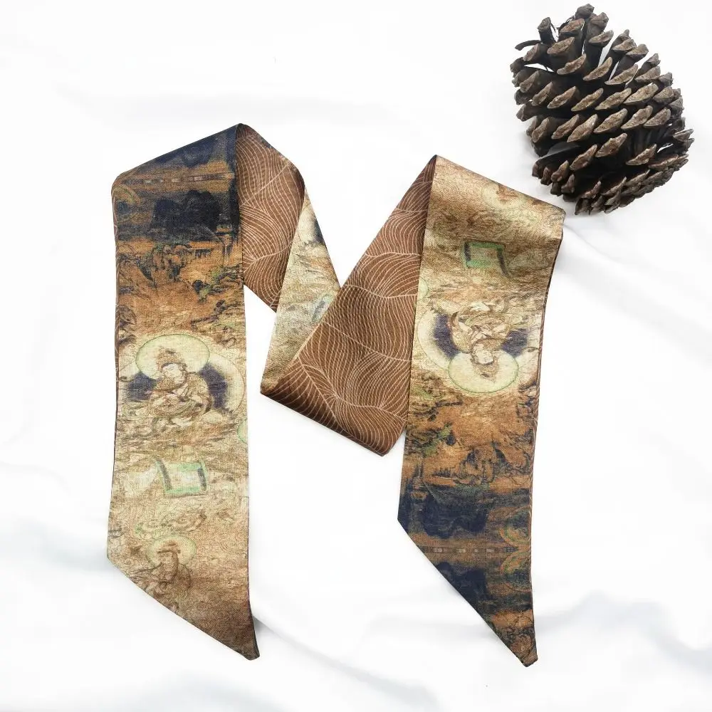 Diadema Floral Retro, cinta, pintura al óleo, pañuelos para la cabeza, lazo de mariposa de estilo chino, pelo