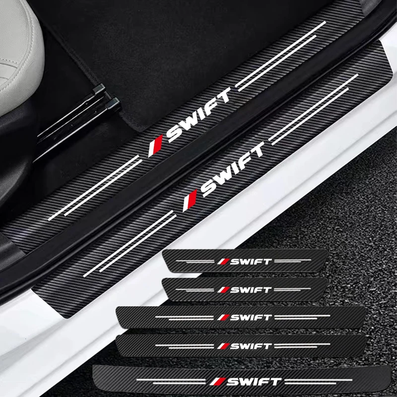 For Suzuki Swift Accessories Auto Carbon Fiber Decals Stickers Car Door Threshold Scuff