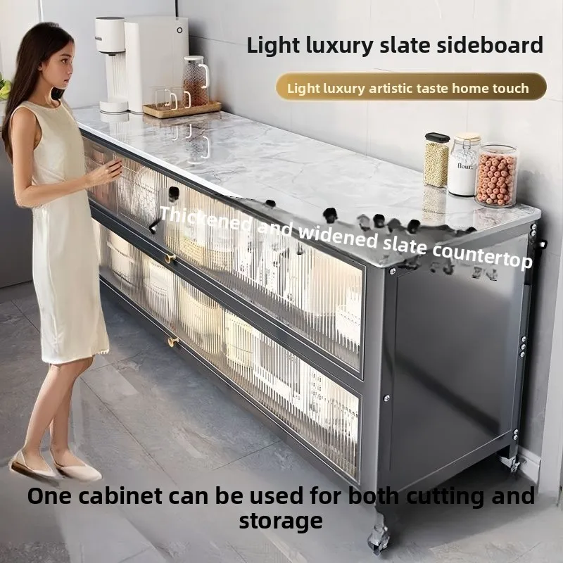 

Кухонная стойка от пола до потолка, обеденный боковой режущий стол, интегрированный с многослойной функцией, кастрюля для хранения, кабина в стене