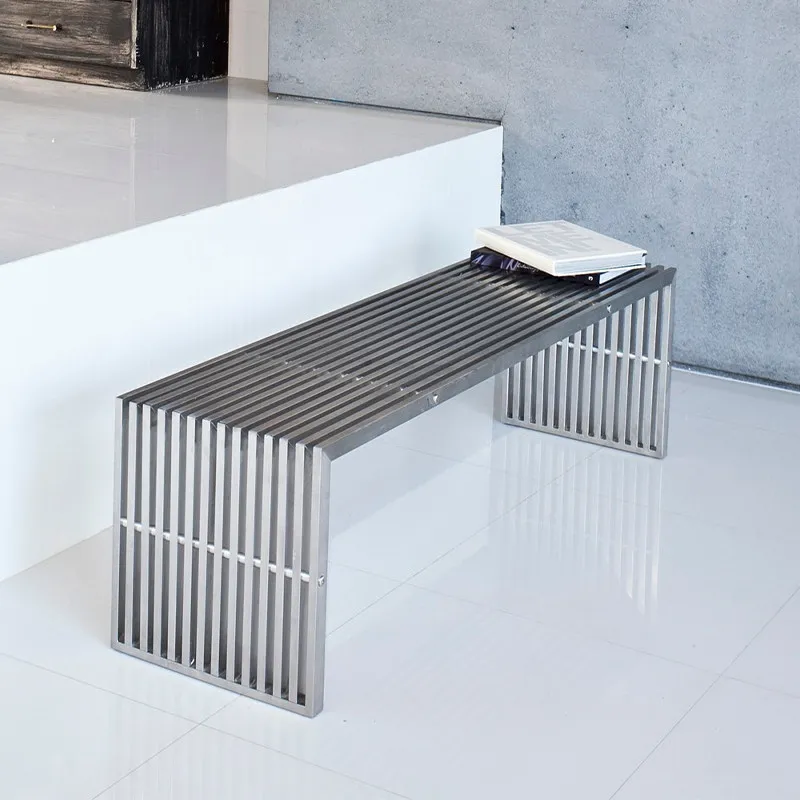 & Influencer-designed Minimalist Modern Stainless Steel square Office Bench and Chair Set Made in China