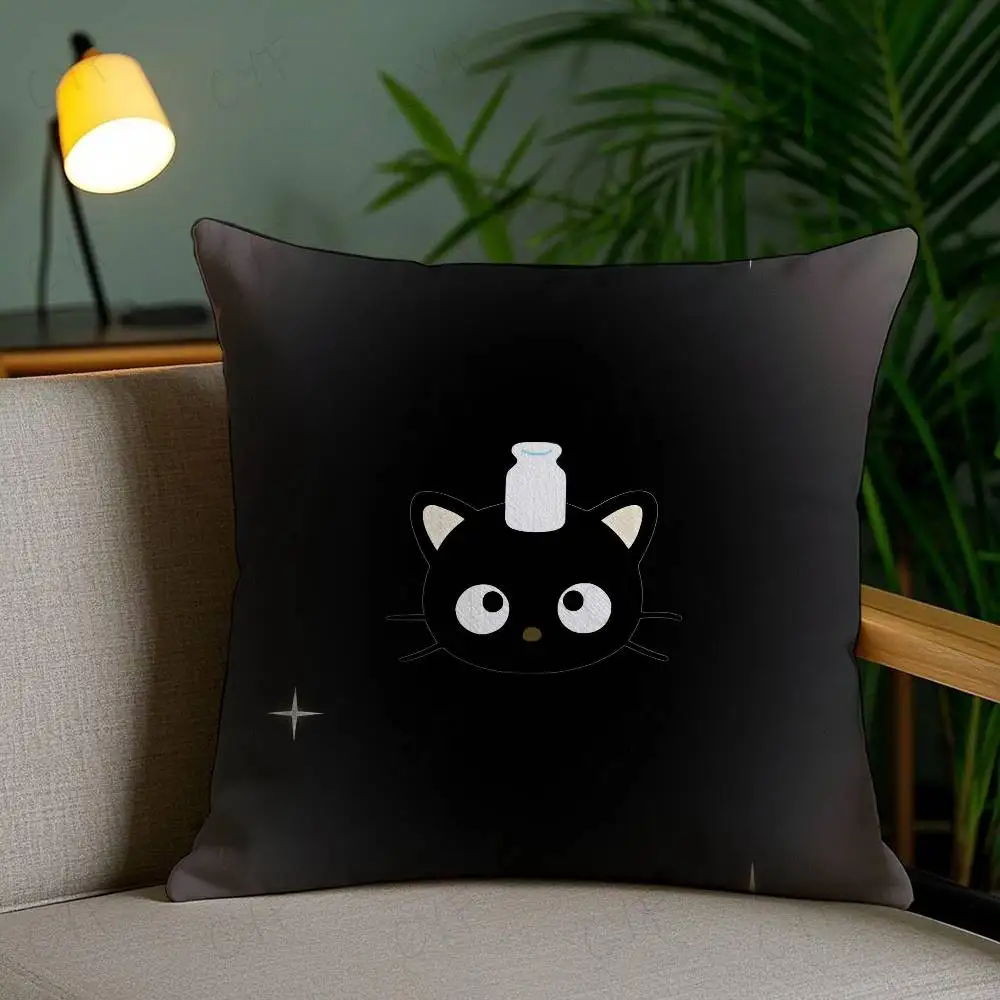 S-Sanrio C-Chococat Anime Double-sided Printed pillow cover Short plush Suitable living rooms bedrooms sofas throw cushion cover