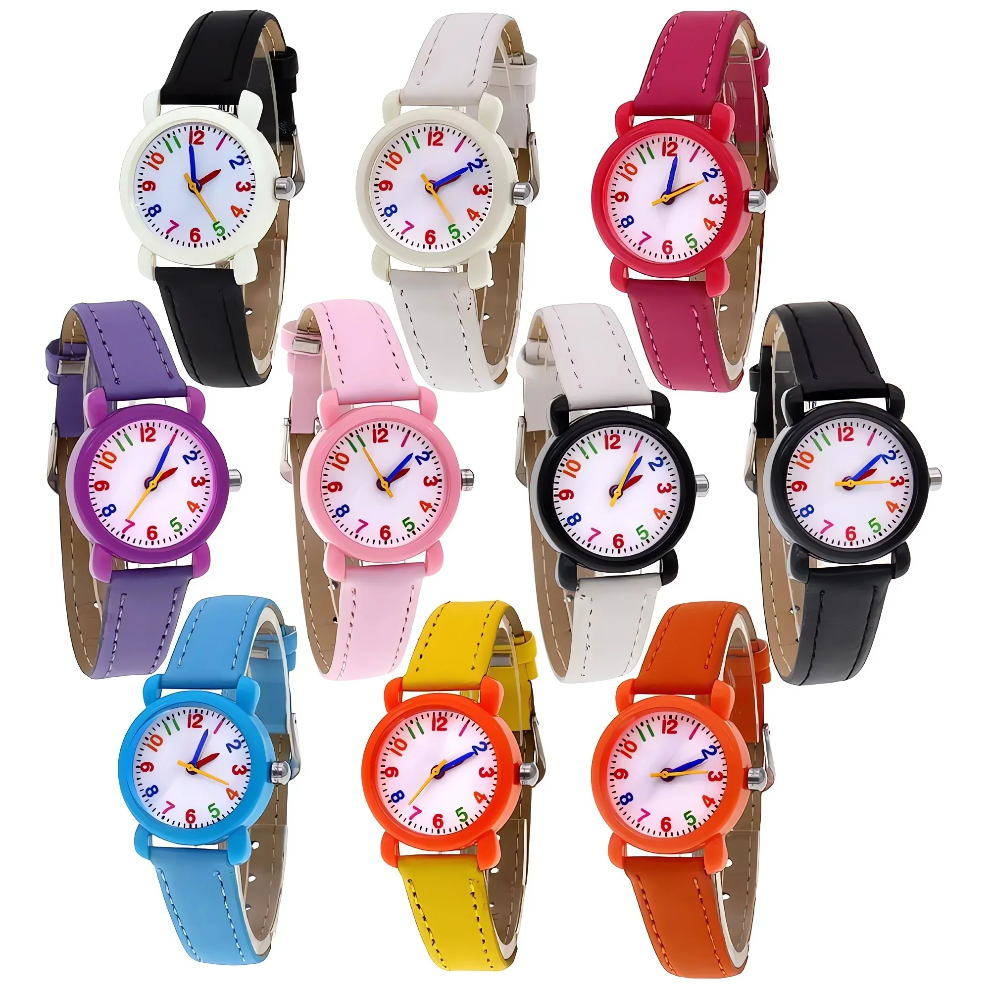 10Pc Children Watch Colorful Quartz Watch Best Child Wristwatch Girls Kids Watches Boy Gift Wholesales