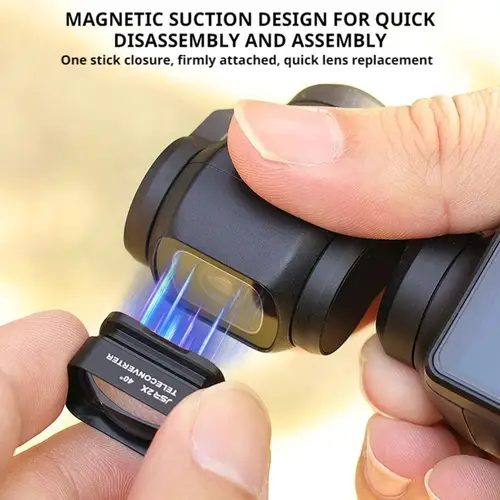 Imagen 2 del producto Teleconvertidor magnético 2X DJl Osmo Pocket 3, lente Macro de fijación magnética, lente cerrada HD 2X, filtro Macro de fotografía O5X5