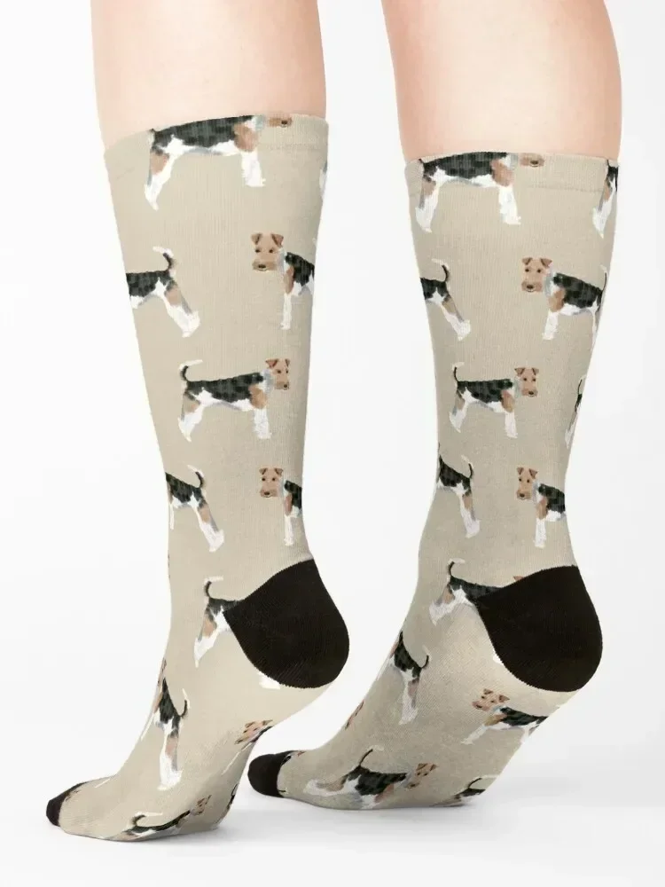 Wire Fox Terrier Hundemuster Hundeliebhaber Geschenke für Hunde, Personenrassen, Haustierfreundlich von PetFriendly Socken Retro-Socken für Männer und Frauen