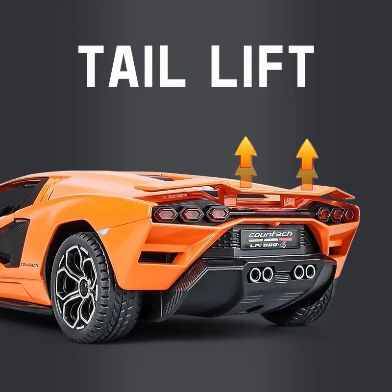 1:24 Lamborghini Countach LPI 800-4 Alloy Car Model Diecast Car Sound Light Car Lovers Collection Kids Birthday Gift Metal Toys